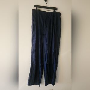 🦒 Madewell The Larsen Wide Leg Pants Navy 16 Tall